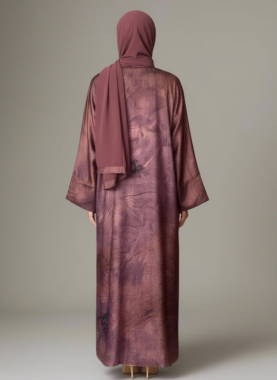 Rust Rose Marble Abaya set with Belt