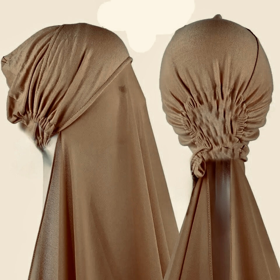 Ready made Bonnet Cap with Chiffon Hijab all in one