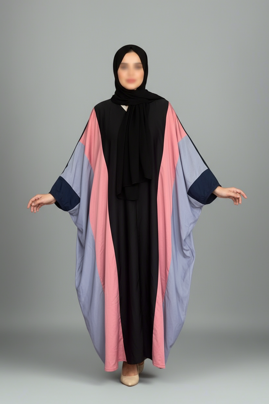 Batwing Nida Abaya with coloured Panels