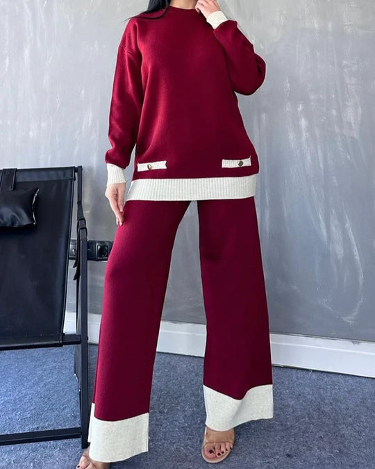 Premium Knitted Button Coords set - Maroon