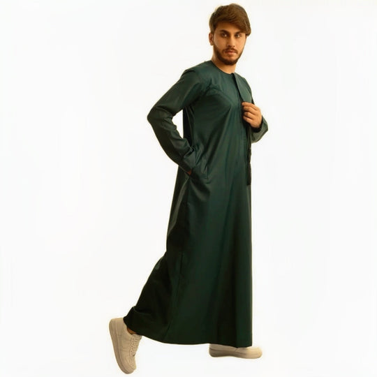 Boys Emirati Zip Thobe /Jubba in Midnight Green
