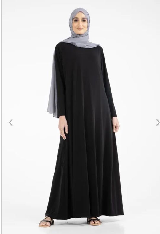 Basic Plain Jersey Abaya in Black
