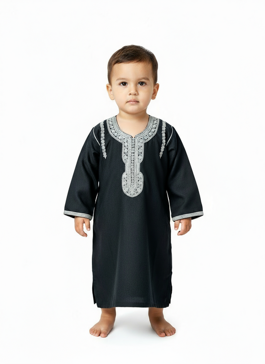 Boy’s Moroccan Full sleeve Thobe/Jubbah in Black
