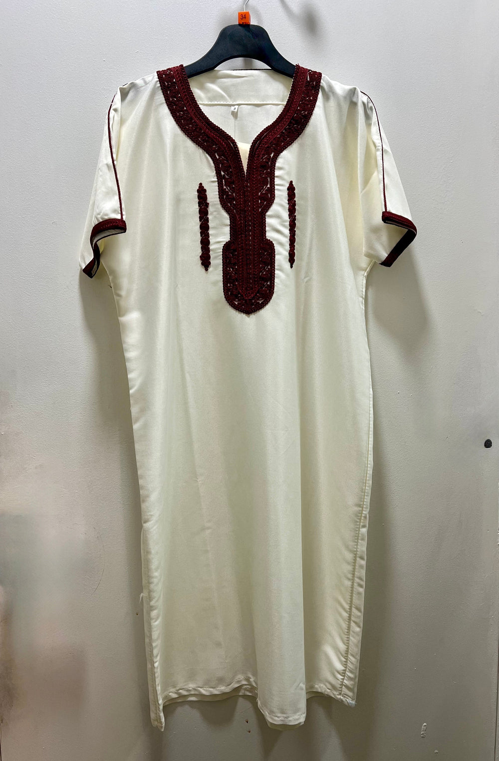 Boy’s Moroccan Thobe/Jubbah - Cream with Burgundy