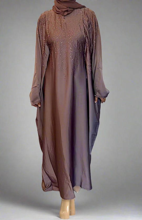 Aliyah Rhinestone Kaftan with ties  in Mauve