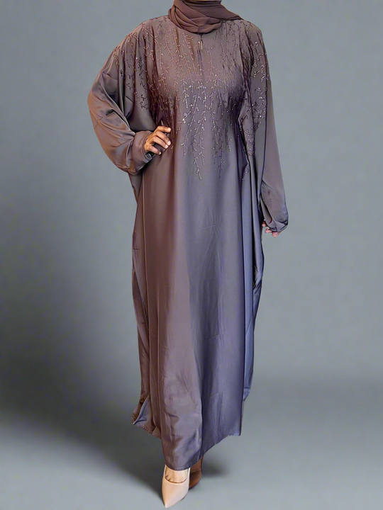 Aliyah Rhinestone Kaftan with ties  in Mauve