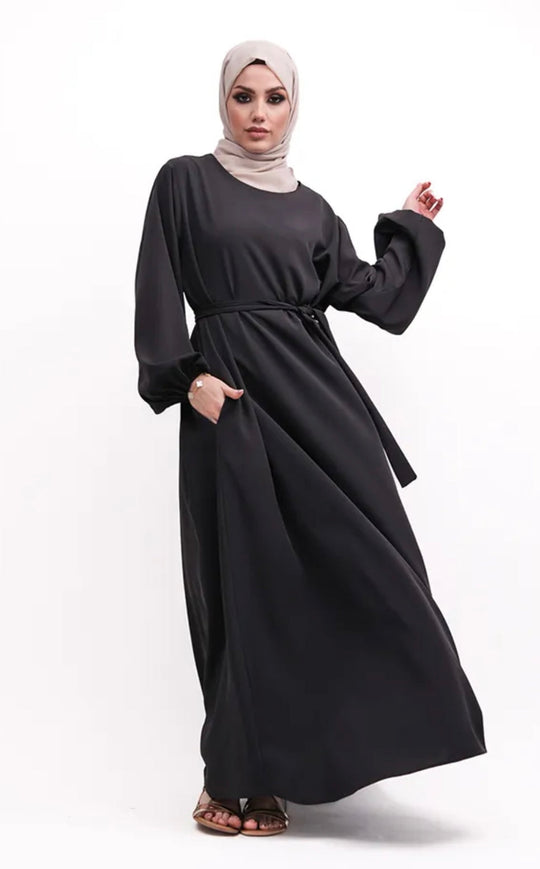 Nida Abaya with Elasticated cuffs ZD- Black