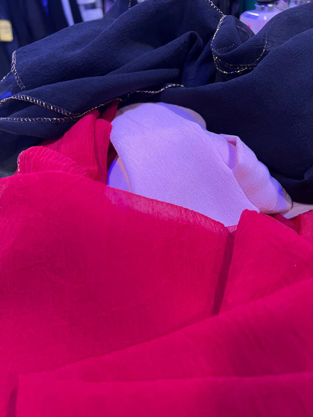 Gold edged light Crushed Scarf/ Hijab