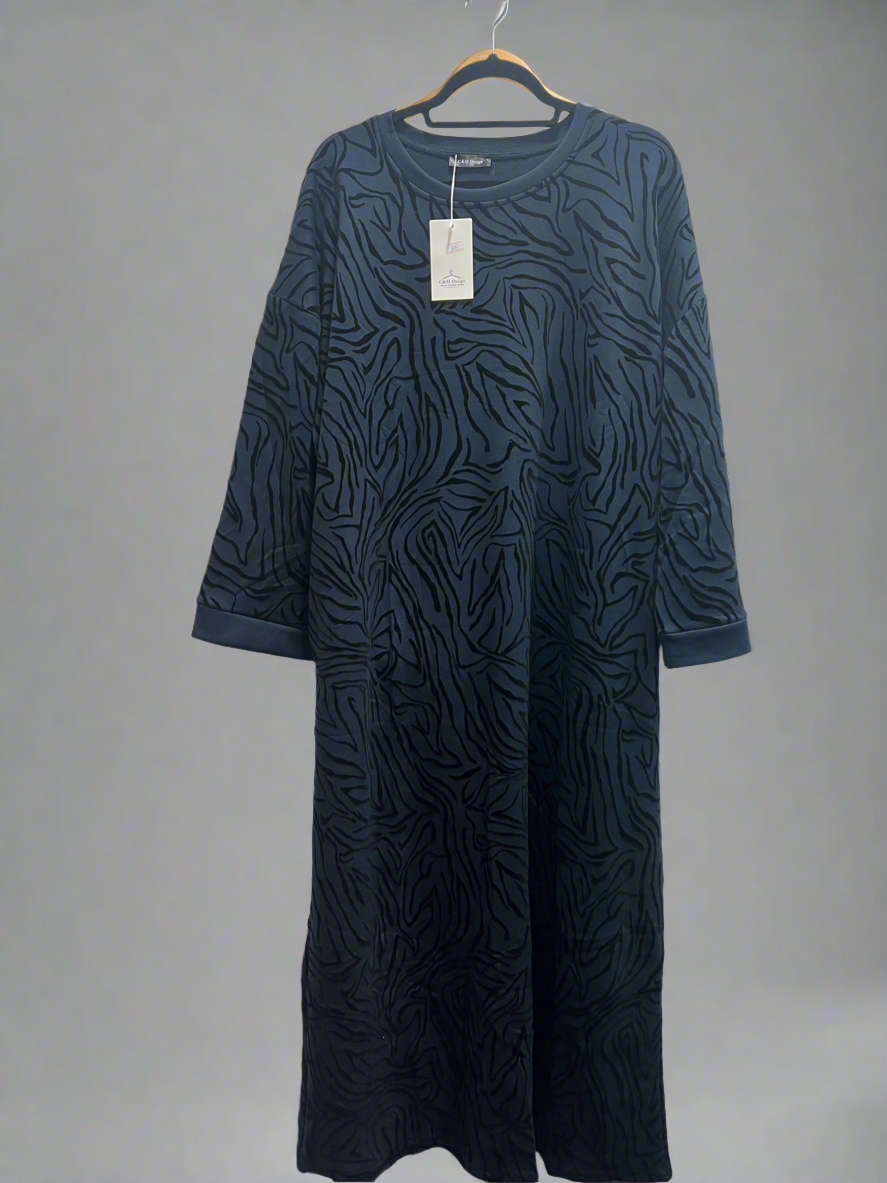 Textured Velvet Tiger Print Midaxi Dress