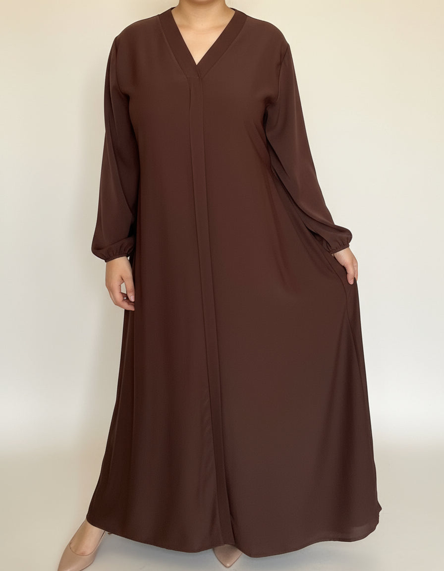 Pleated Back Dress/Abaya with Belt - Free size -