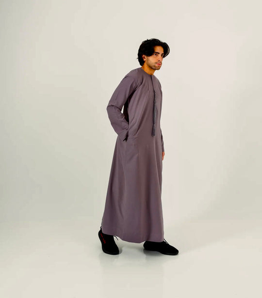 Boys Emirati Zip Thobe /Jubba in Deep Taupe