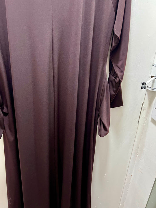 Gathered Crewneck Jersey Abaya TK -Brown