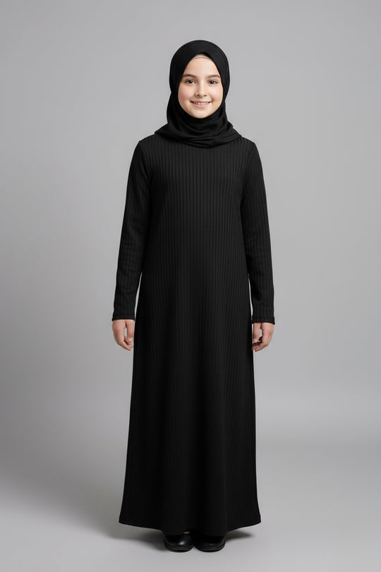 Budget Girls lined Abaya - Black