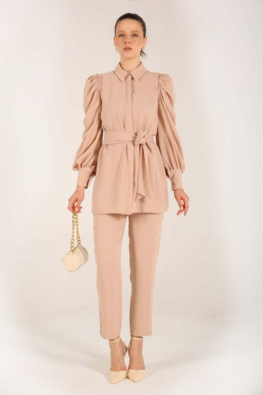 Puffed sleeves Coords sets - Beige