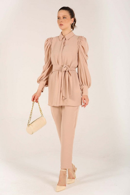 Puffed sleeves Coords sets - Beige