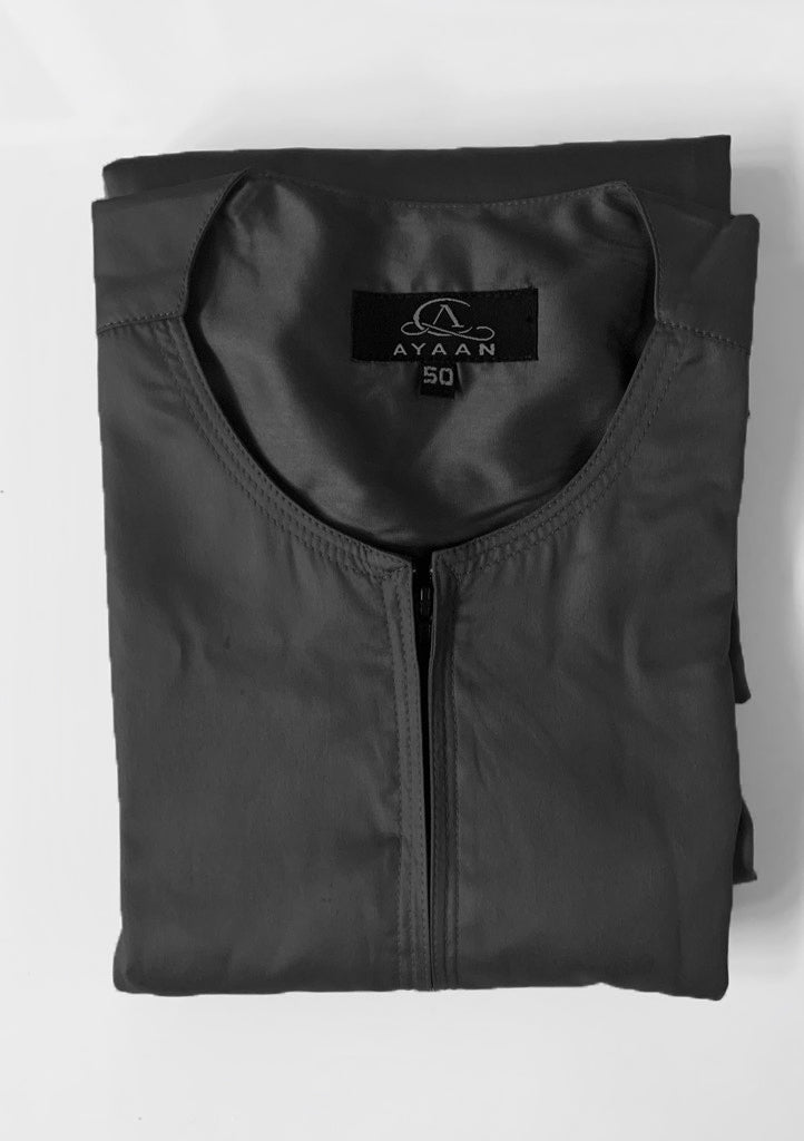 Boys & Baby Zip Thobe/Jubba in Black Sheen