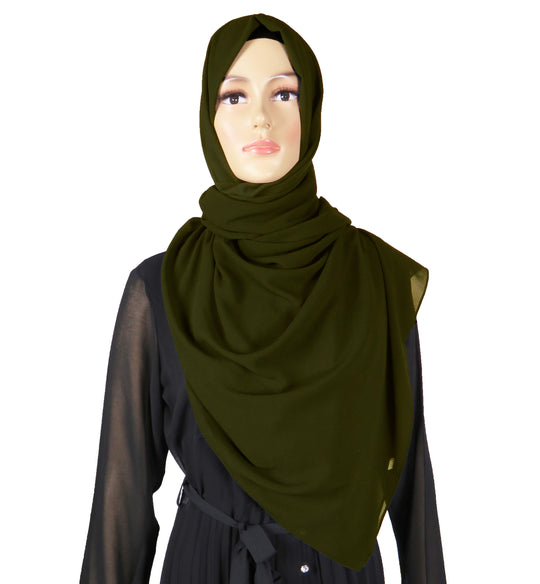 Chiffon Long Hijab/ Scarf CH131- Deep Olive