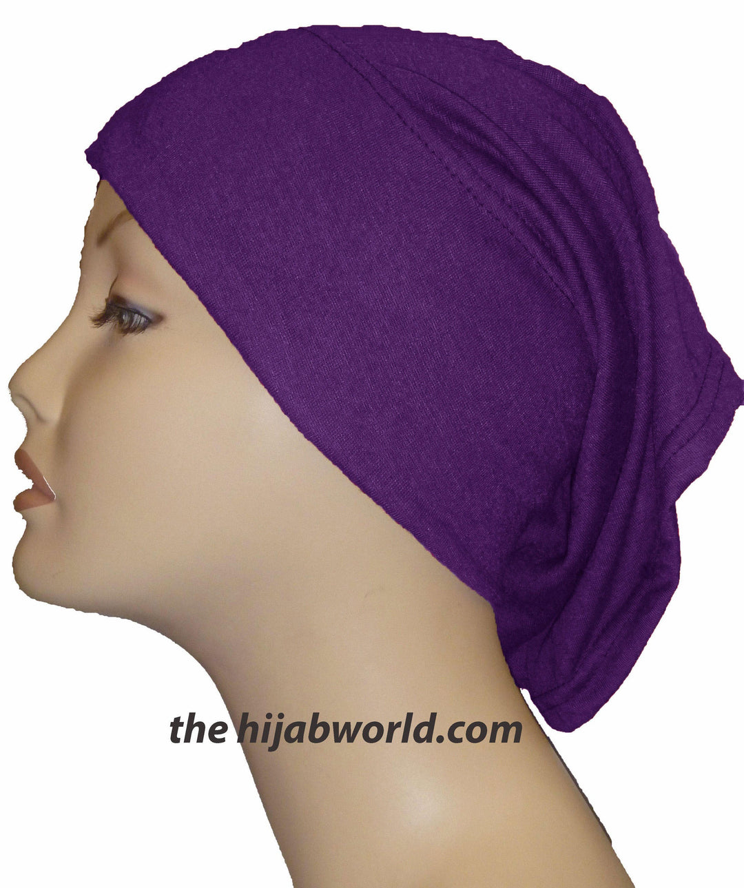 Tube Plain Cotton Underscarf - Aubergine C