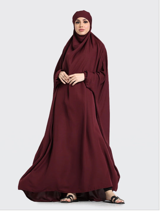 Overhead Full all in one Jilbab - Burgundy Zadina