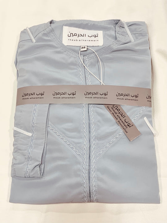 Boy’s Embroidered Emirati Thobe/Jubbah - Hint of Grey