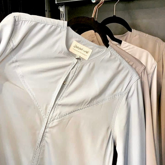 Boy’s Embroidered Emirati Thobe/Jubbah - Hint of Grey