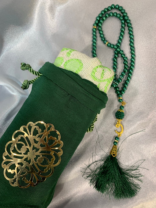 Prayer Mat and Tasbeeh set with gift pouch GS01