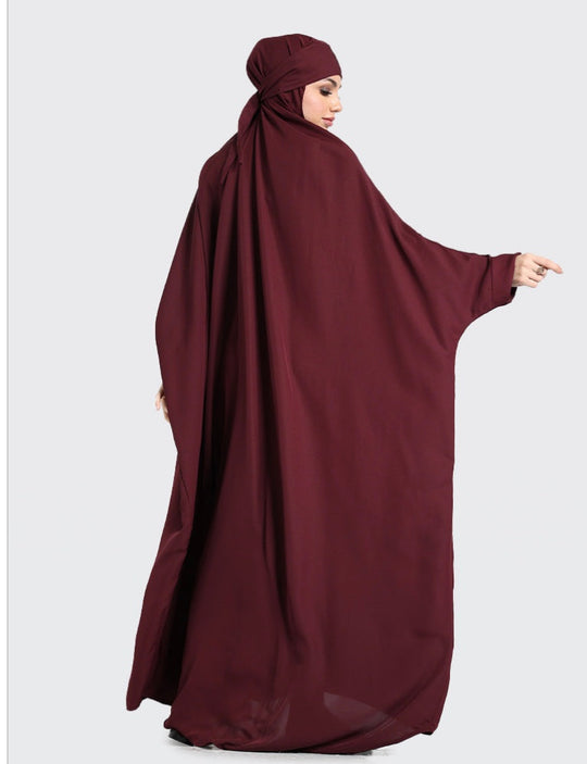 Overhead Full all in one Jilbab - Burgundy Zadina