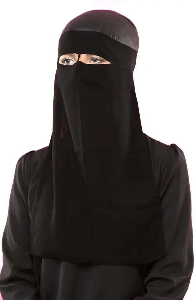 Black Niqab/Face Veil with centre string - Ac-05