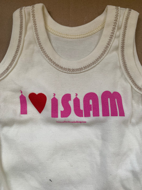 Baby Mini Muslim Body Vest- Cream- I Love Islam