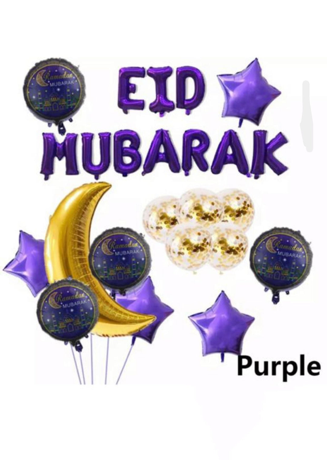 Eid Mubarak Gold & Purple full set of Decorations with Tassels