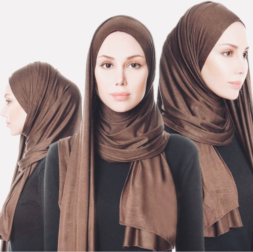 Jersey Plain Hijab/Scarf - Brown