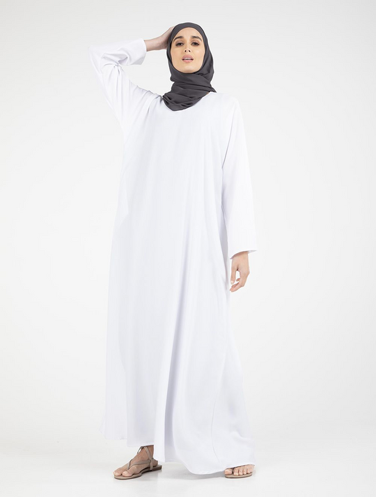 Plain White Nida Abaya