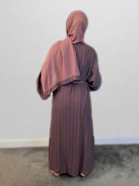 Diamanté Crinkle Abaya- TK Mauve 9
