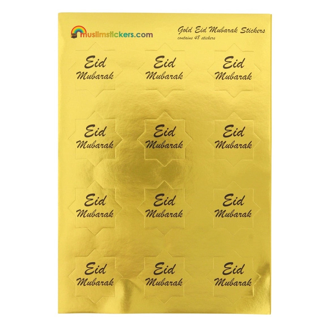 EID MUBARAK STICKERS PACK - 48 Gold