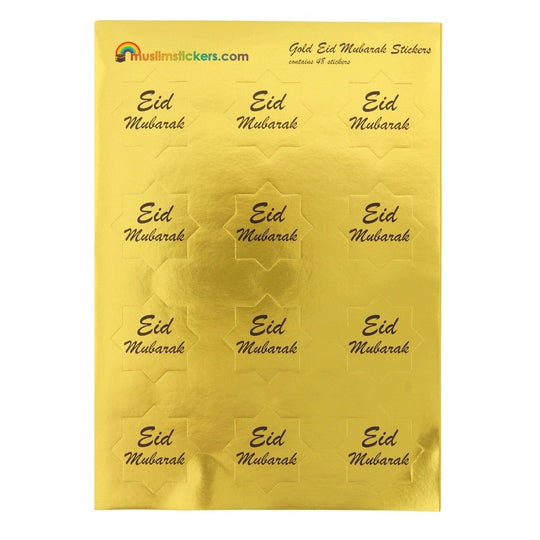EID MUBARAK STICKERS PACK - 48 Gold