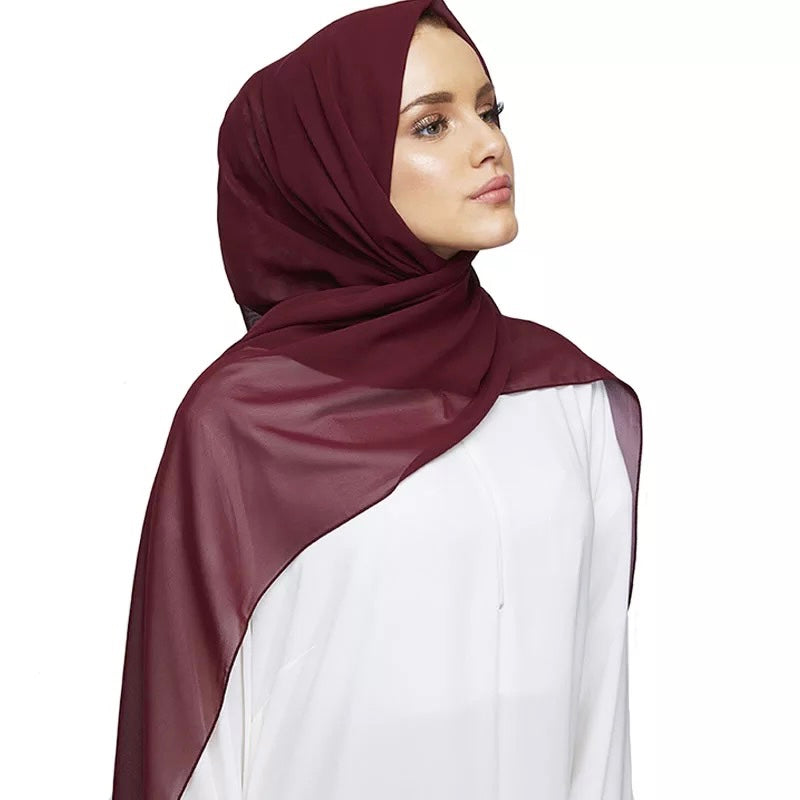 Chiffon Long Hijab/Scarf- Burgundy 150