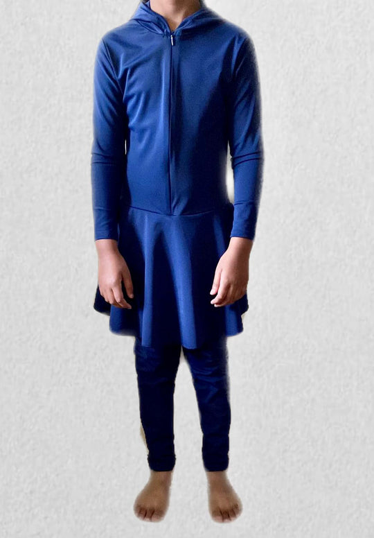 GIRLS BURKINI/MODEST FULL SWIMSUIT with Hood - Navy Blue