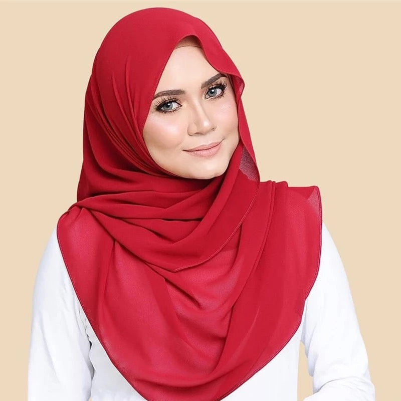 Chiffon Long Hijab/ Scarf- Red