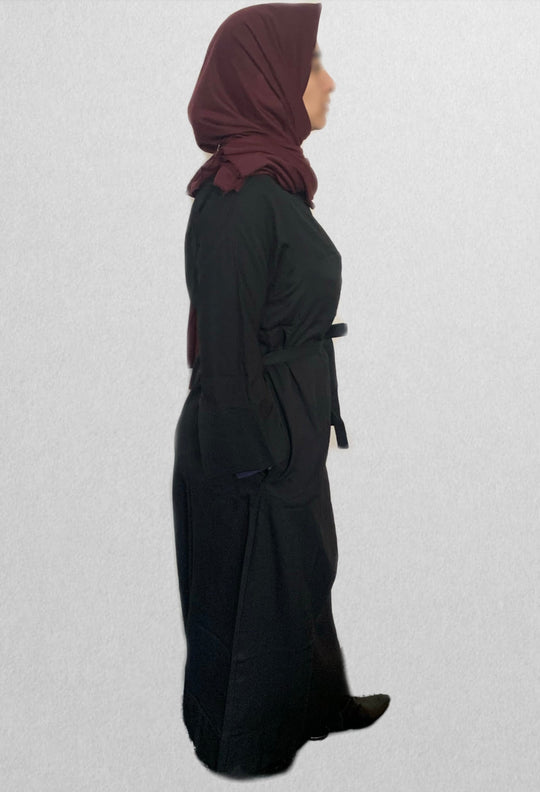 Casual Zip Alif Black Abaya