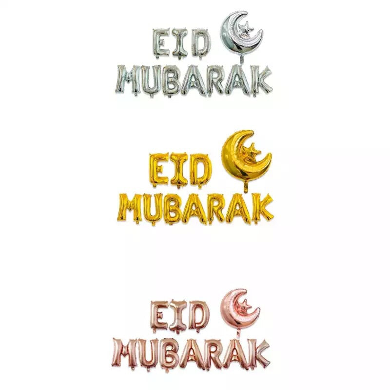 Eid Mubarak Foil Letter Balloons - Colours