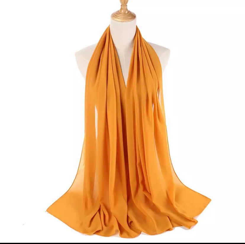 Chiffon Long Hijab/ Scarf- mustard 201