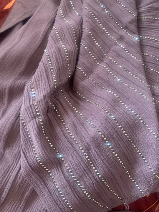 Diamanté Crinkle Abaya- TK Mauve 9