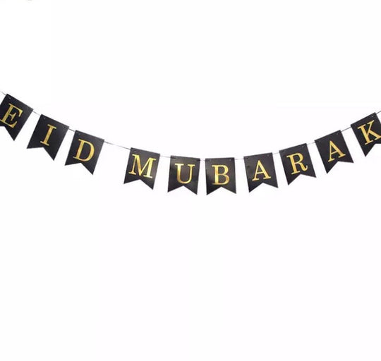 Eid Mubarak Black/ Gold  Bunting/ Banner  ER4- Gold