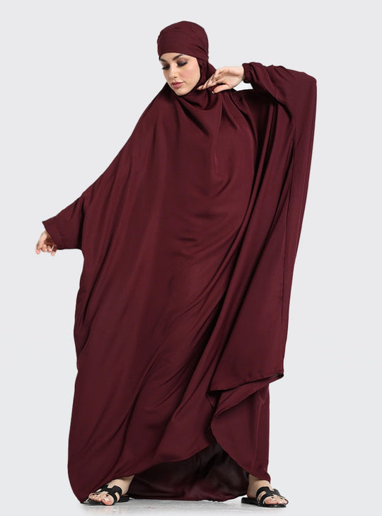 Overhead Full all in one Jilbab - Burgundy Zadina
