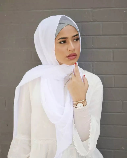 Chiffon Long Hijab/ Scarf CH2- White