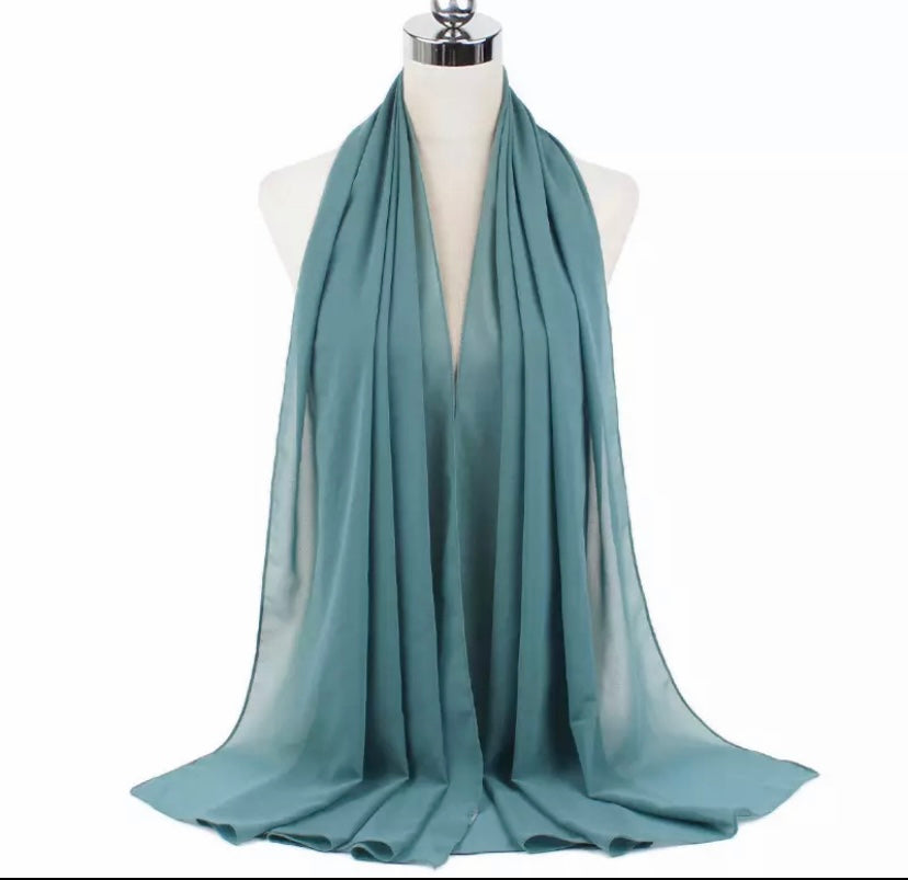 Chiffon Duck Egg Blue Scarf Premium Jersey Rectangle Scarf