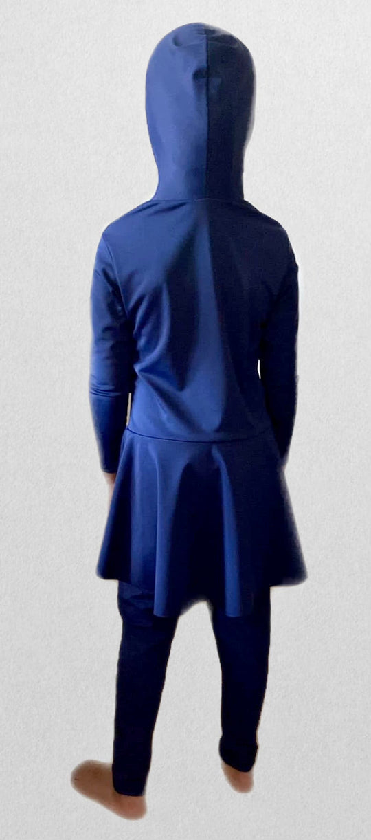 GIRLS BURKINI/MODEST FULL SWIMSUIT with Hood - Navy Blue