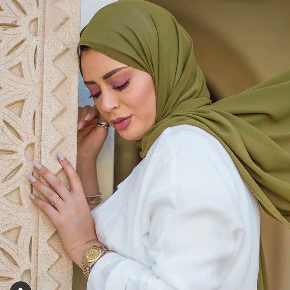 Chiffon Long Hijab/Scarf CH65- Olive