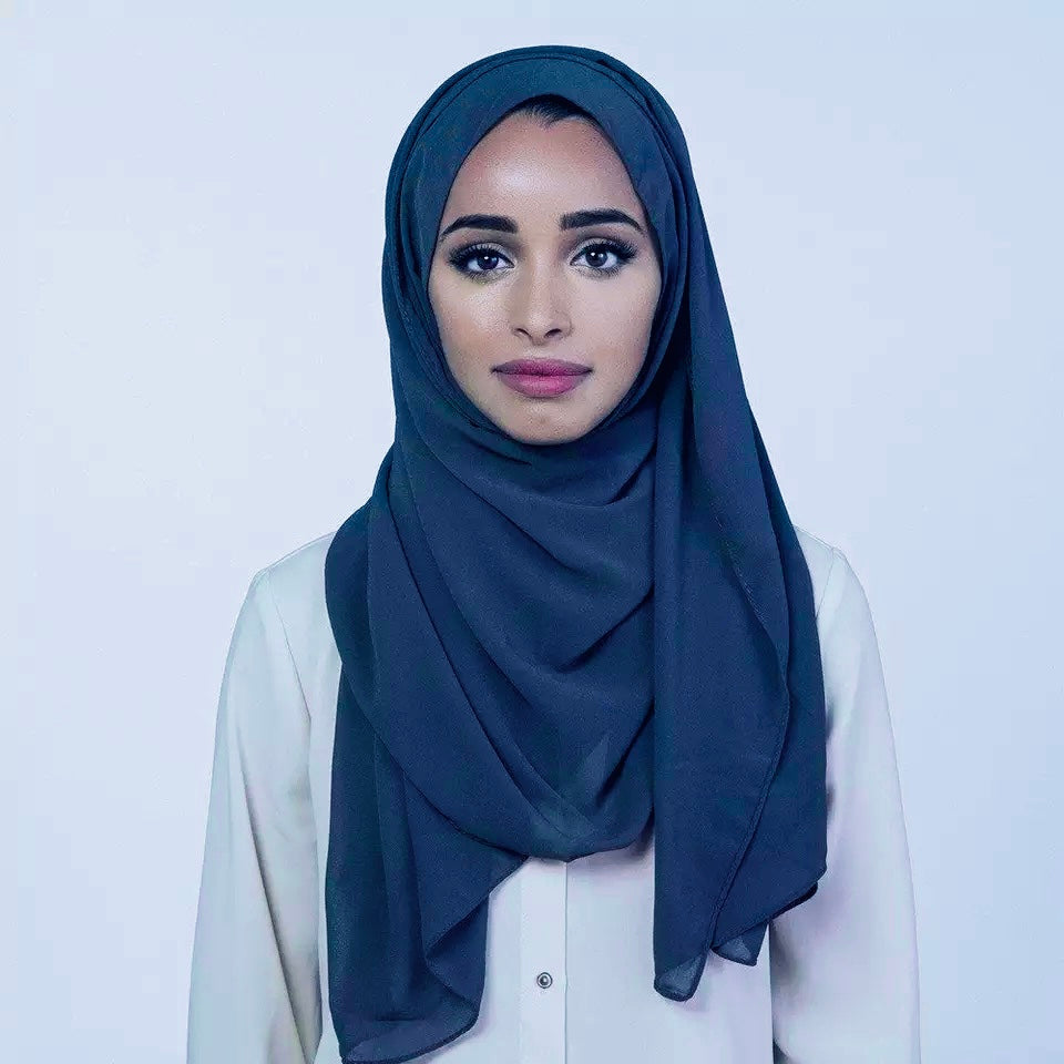 Chiffon Long Hijab/Scarf- Navy Blue 130