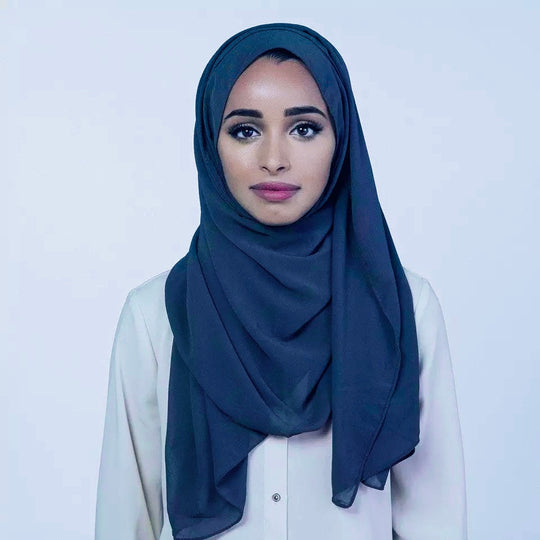 Chiffon Long Hijab/Scarf- Navy Blue 130